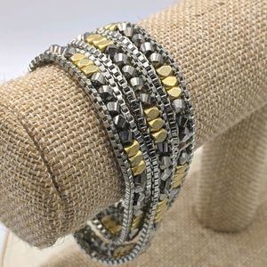 Stella & Dot Silver Gold Tone Metal Wrap Bracelet